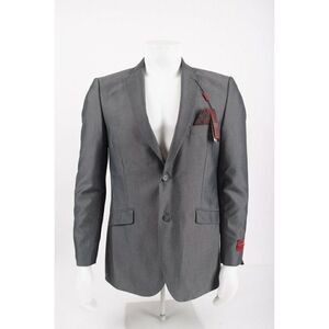 Adolfo Mens Suit Jacket Blazer Sport Coat Sz 40 R Gray Slim Fit Stretch NWT